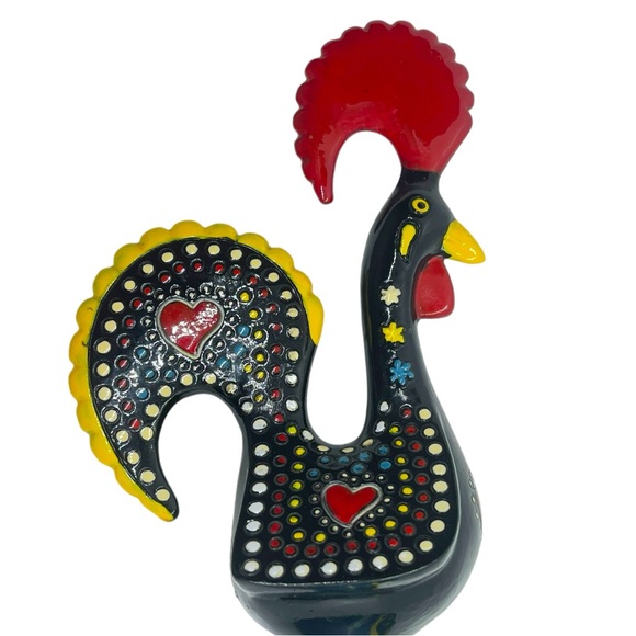 Vtg Hand Painted Traditional Portuguese Metal Rooster Of Barcelos Good Luck 8.5” - Picture 2 of 12